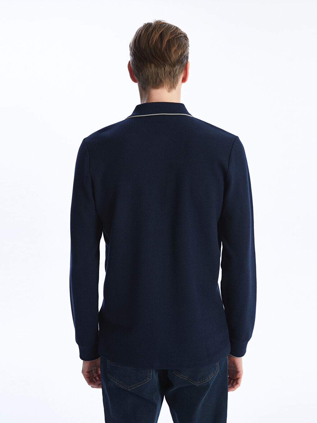 Hanorac cu Guler Polo și Mânecă Lungă pentru Bărbați-4