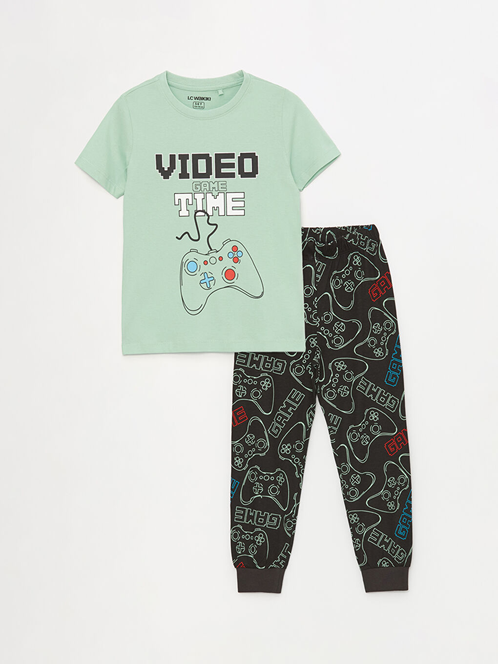 LCW Kids طقم بيجامة للأولاد بياقة دائرية وكم قصير مطبوع -S42628Z4-FG0