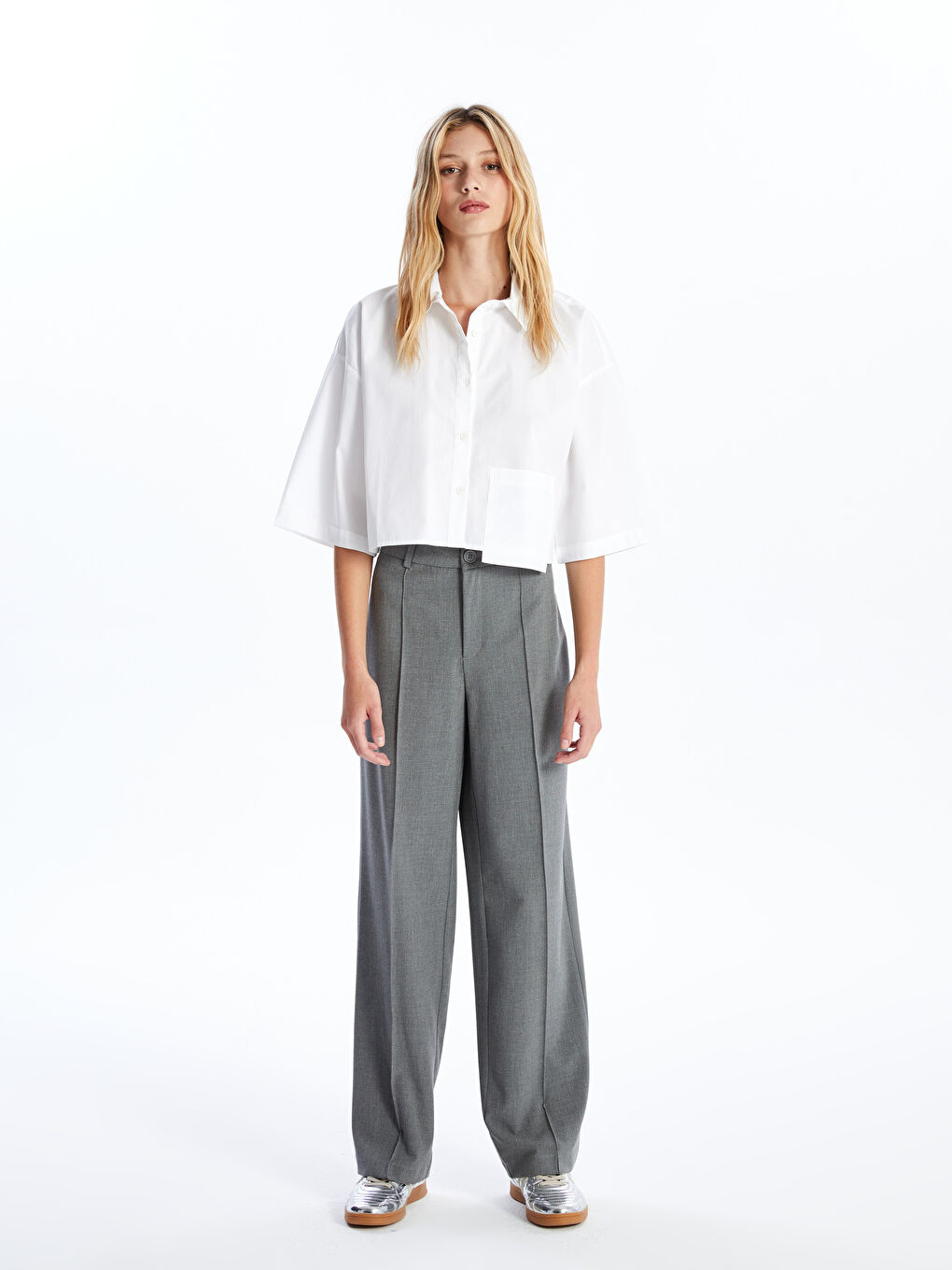 LCW Vision Slim Fit Plain Wide Leg Women's Trousers -S42635Z8-JMD