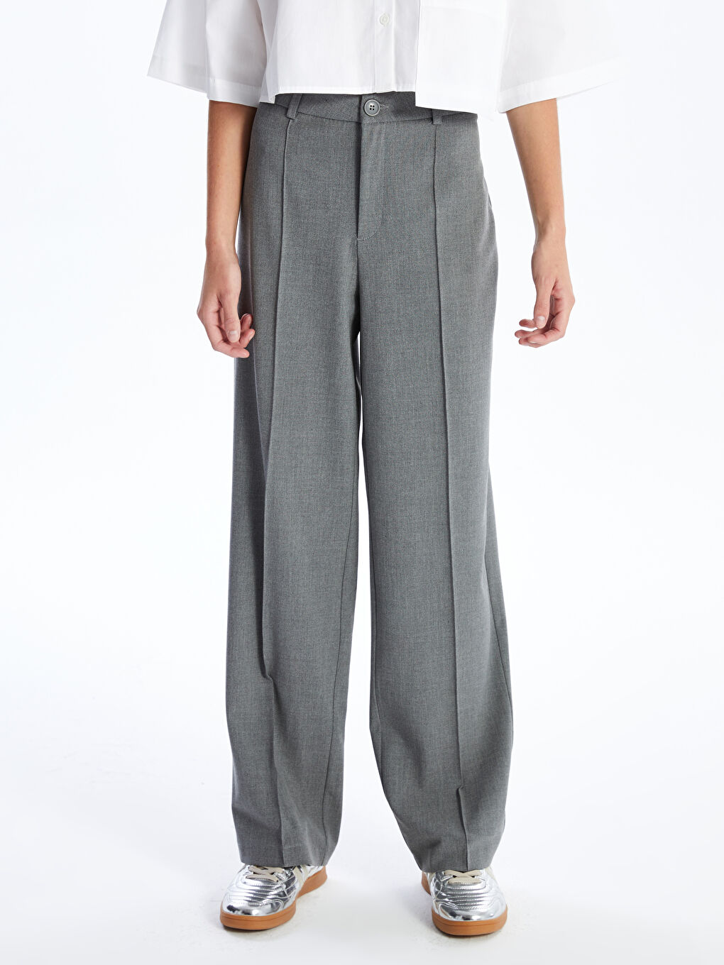 LCW Vision Slim Fit Plain Wide Leg Women's Trousers -S42635Z8-JMD