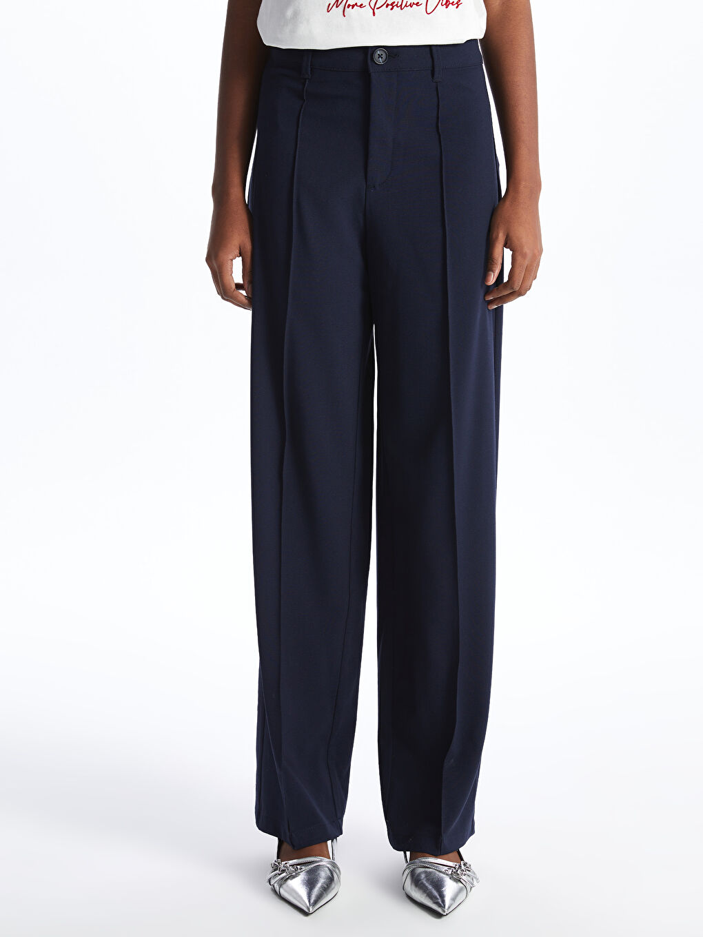LCW Vision Slim Fit Plain Wide Leg Women's Trousers -S42635Z8-VJ3