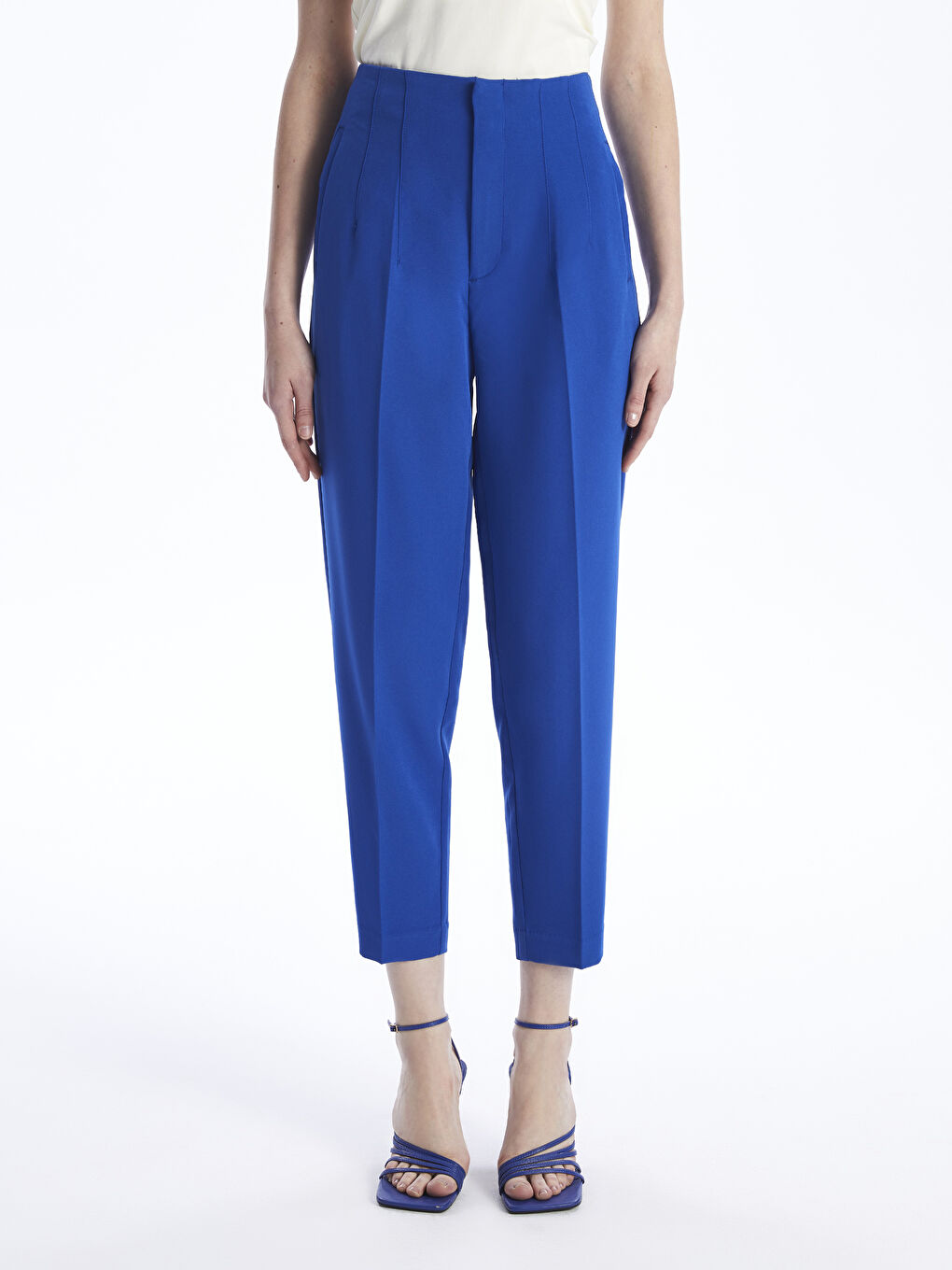 Женские Брюки Морковного Кроя Однотонные-2