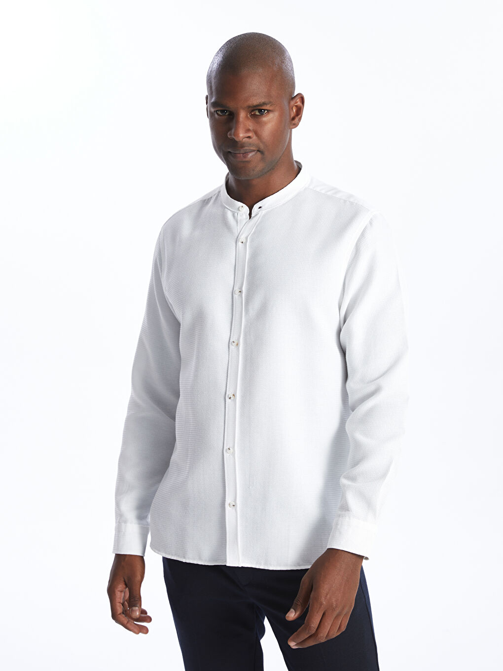 Slim Fit Long Sleeve Dobby Men's Textured Shirt -S42687Z8-Q6K
