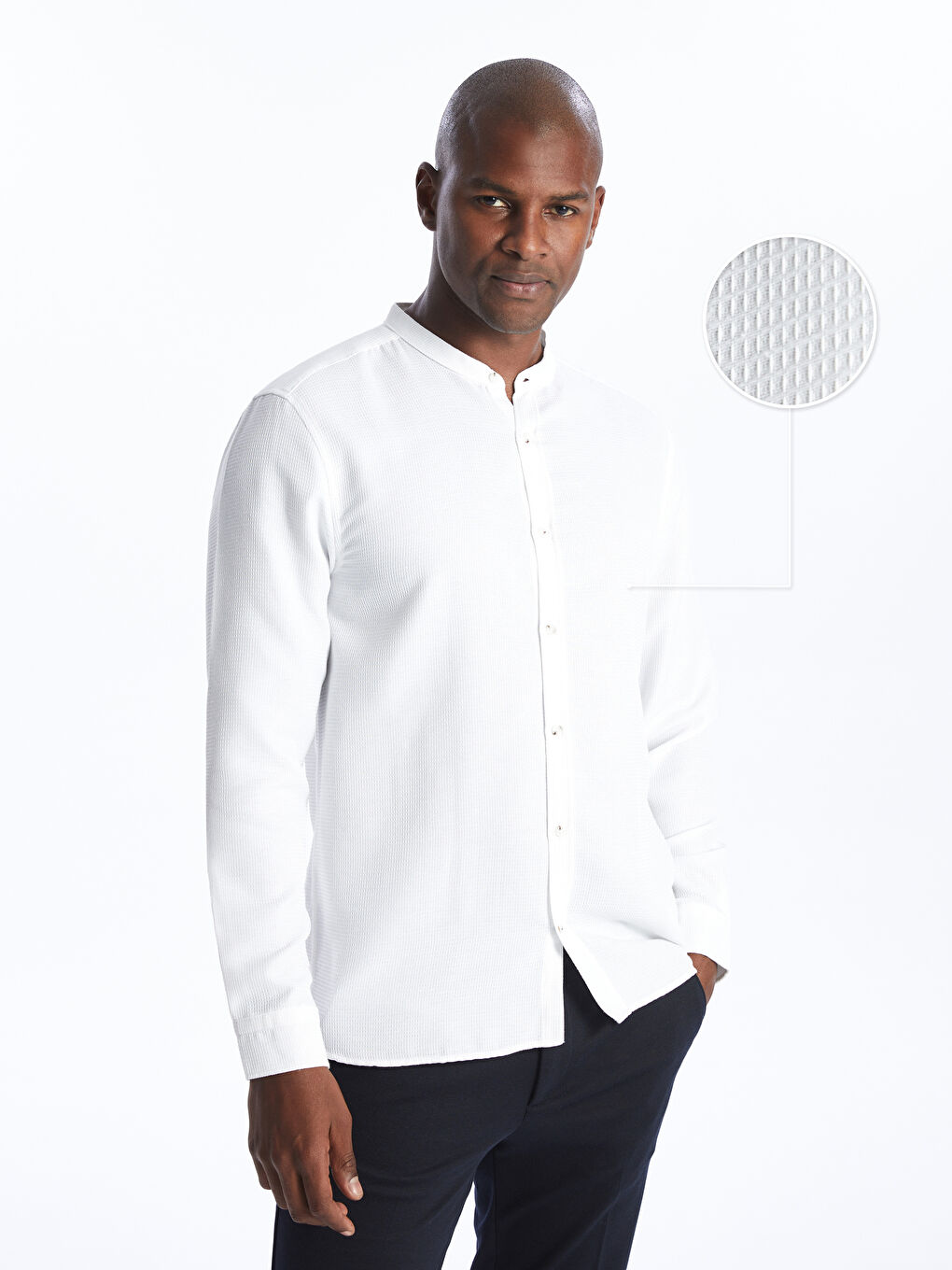 Slim Fit Long Sleeve Dobby Men's Textured Shirt -S42687Z8-Q6K