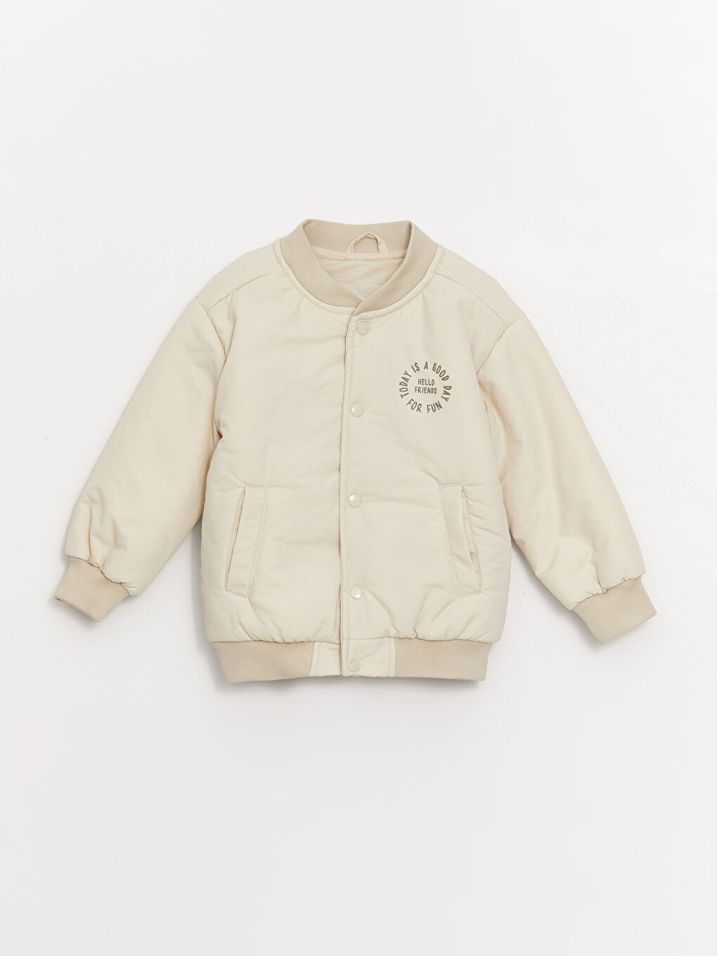 LCW Kids Gri Kolej Yaka Uzun Kollu Baskılı Erkek Bebek Bomber Mont - 3