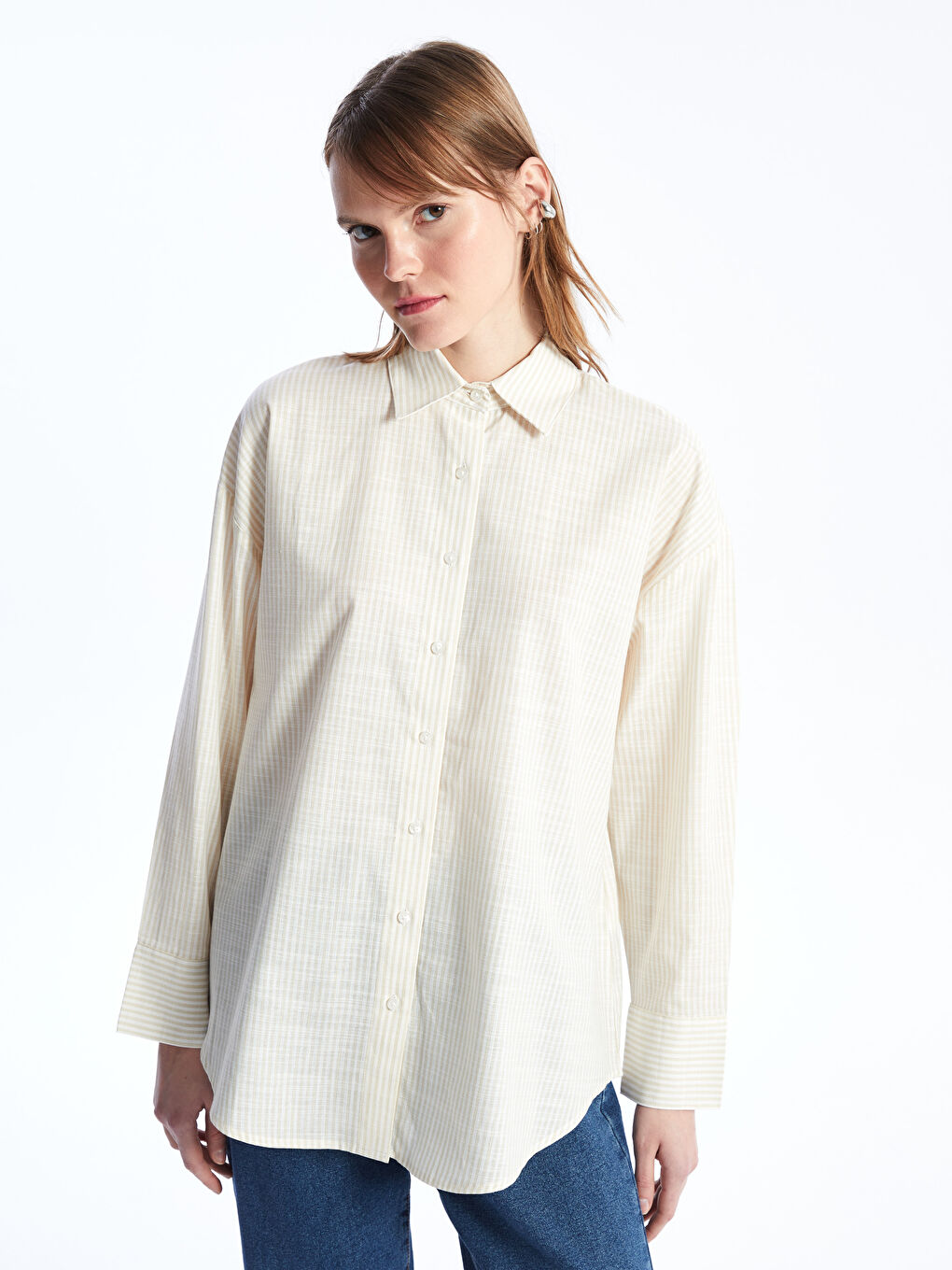 Striped Long Sleeve Oversize Women's Shirt