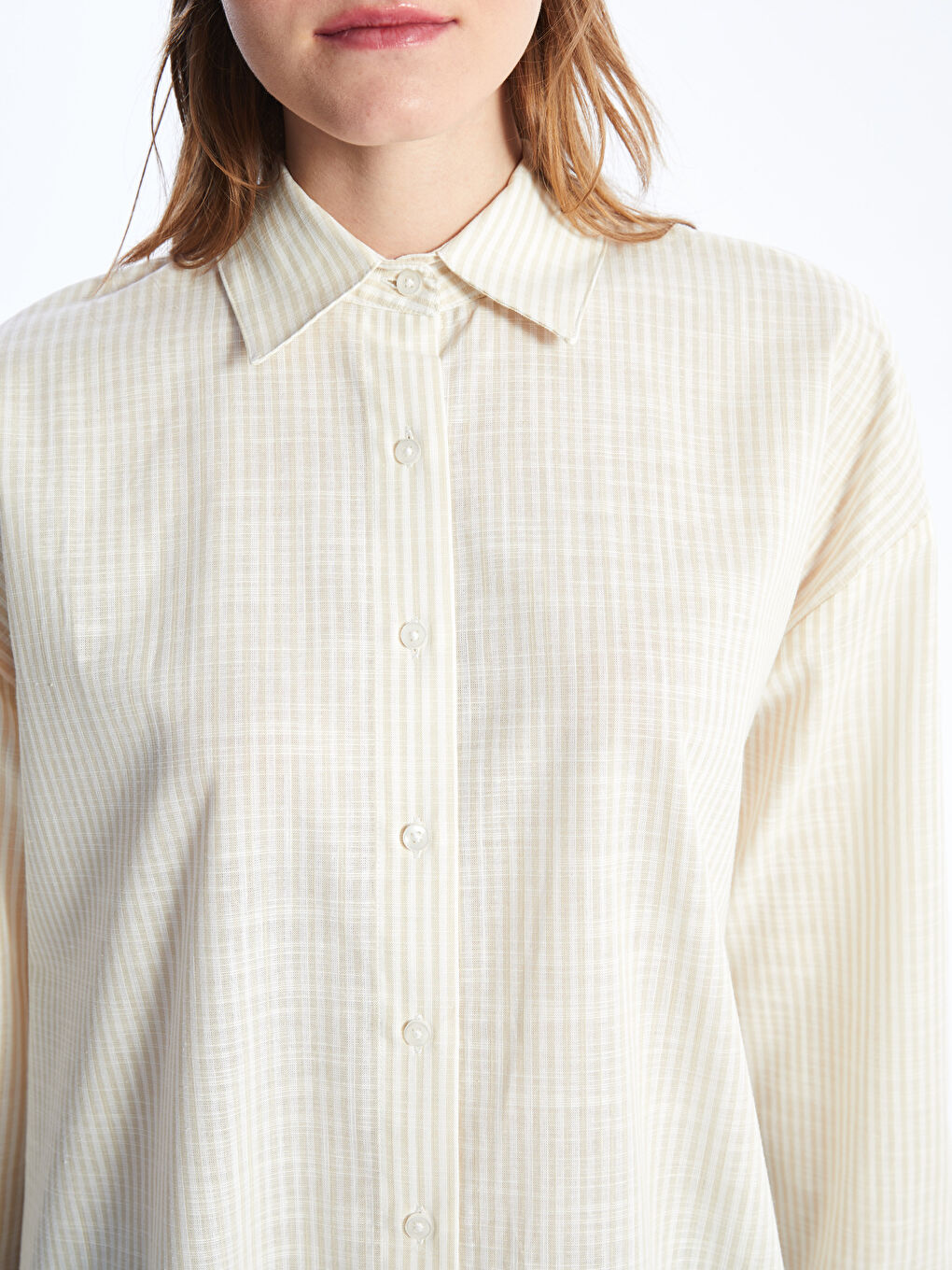 Striped Long Sleeve Oversize Women's Shirt-3