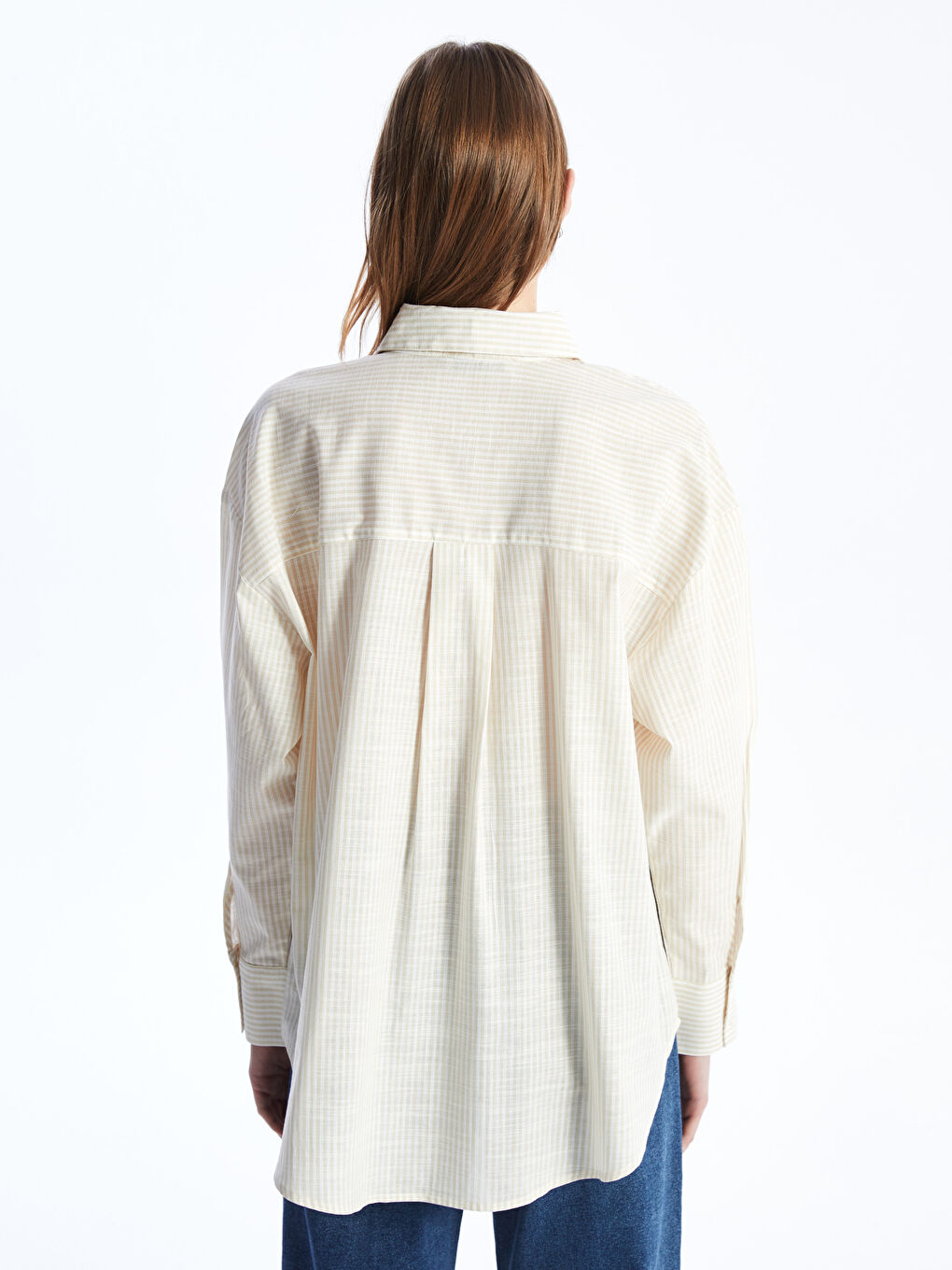 Striped Long Sleeve Oversize Women's Shirt-4