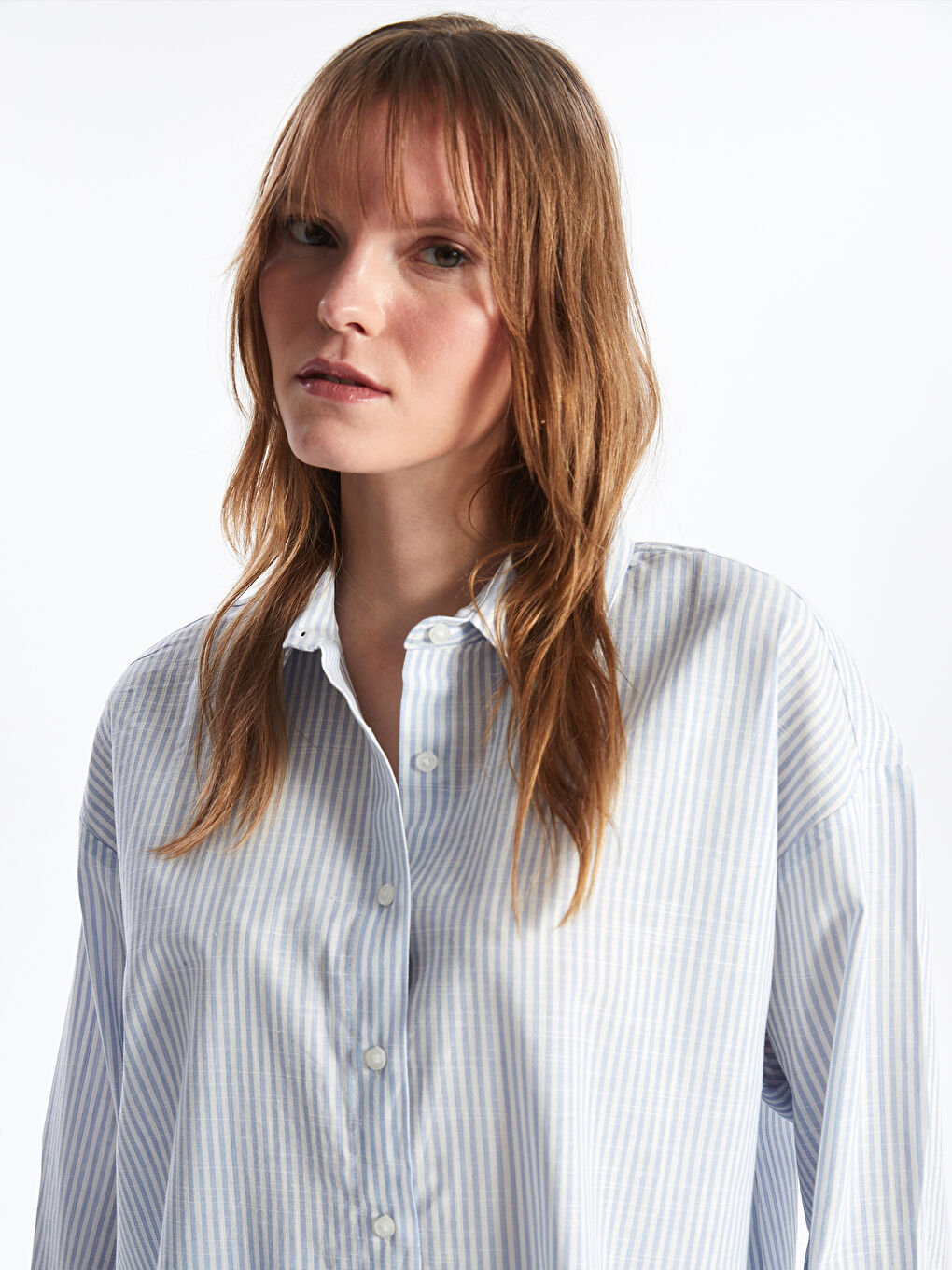 LCW Vision Striped Long Sleeve Oversize Women's Shirt -S42703Z8-LEN