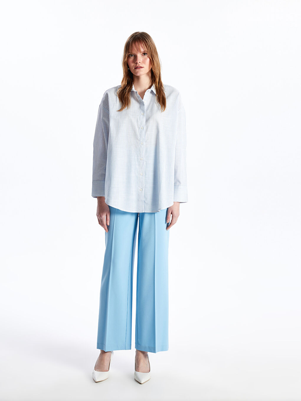 LCW Vision Striped Long Sleeve Oversize Women's Shirt -S42703Z8-LEN