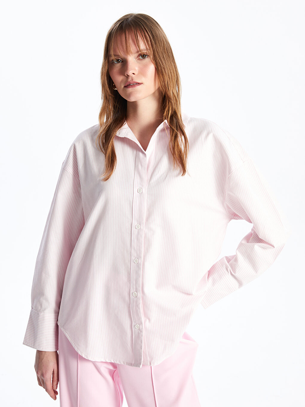 LCW Vision Striped Long Sleeve Oxford Women's Shirt -S42705Z8-LHK