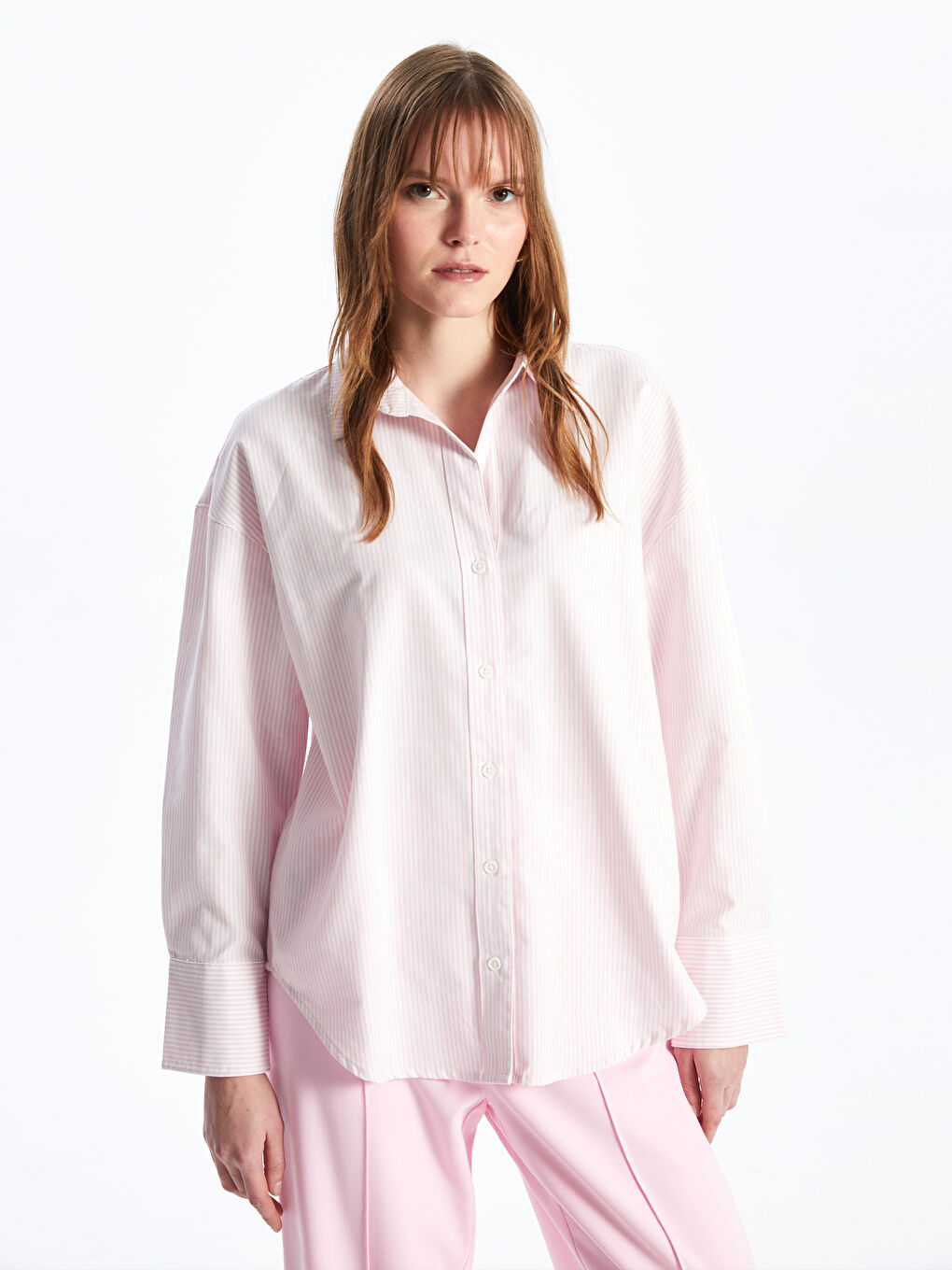 LCW Vision Striped Long Sleeve Oxford Women's Shirt -S42705Z8-LHK