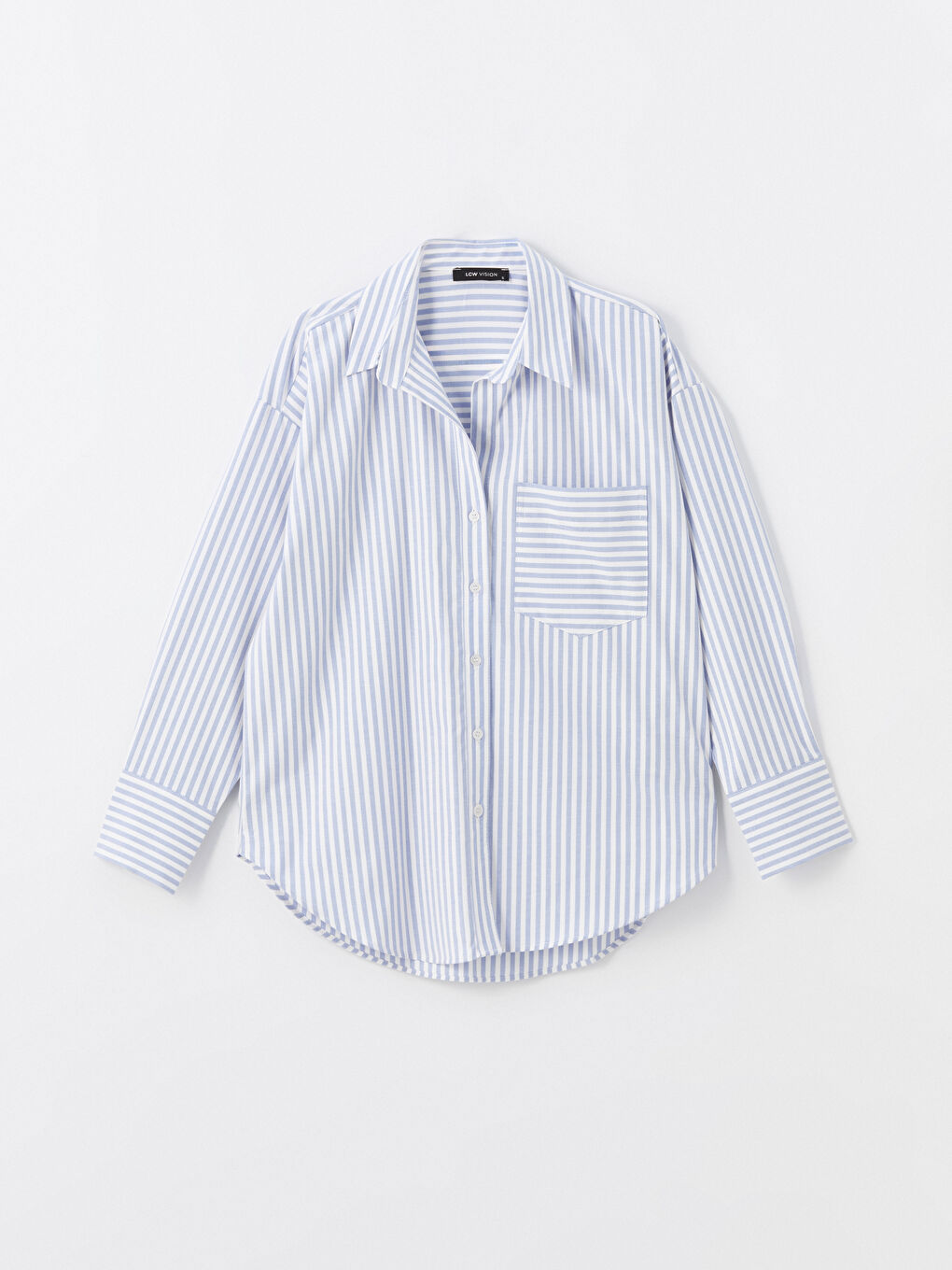 Striped Long Sleeve Oversize Women's Shirt -S42709Z8-LEN