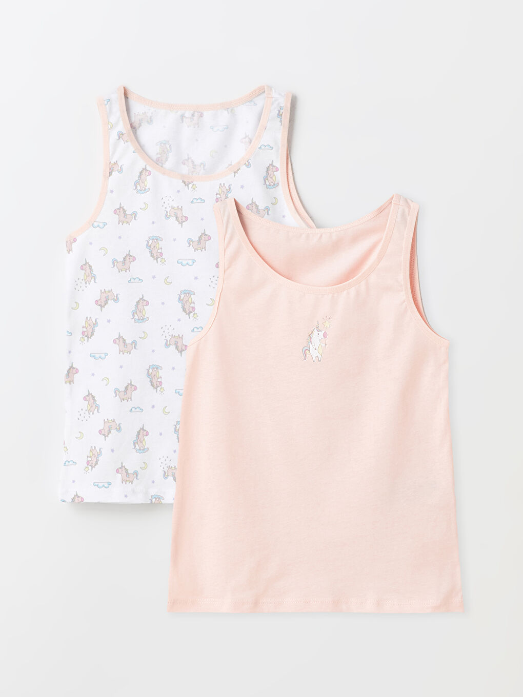 Майка с круглым вырезом с принтом для девочек, 2 упаковки