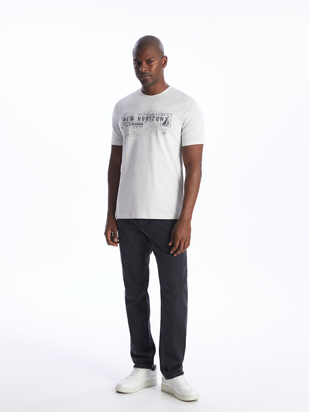 T-shirt pour hommes en coton peigné imprimé à manches courtes et col rond-2