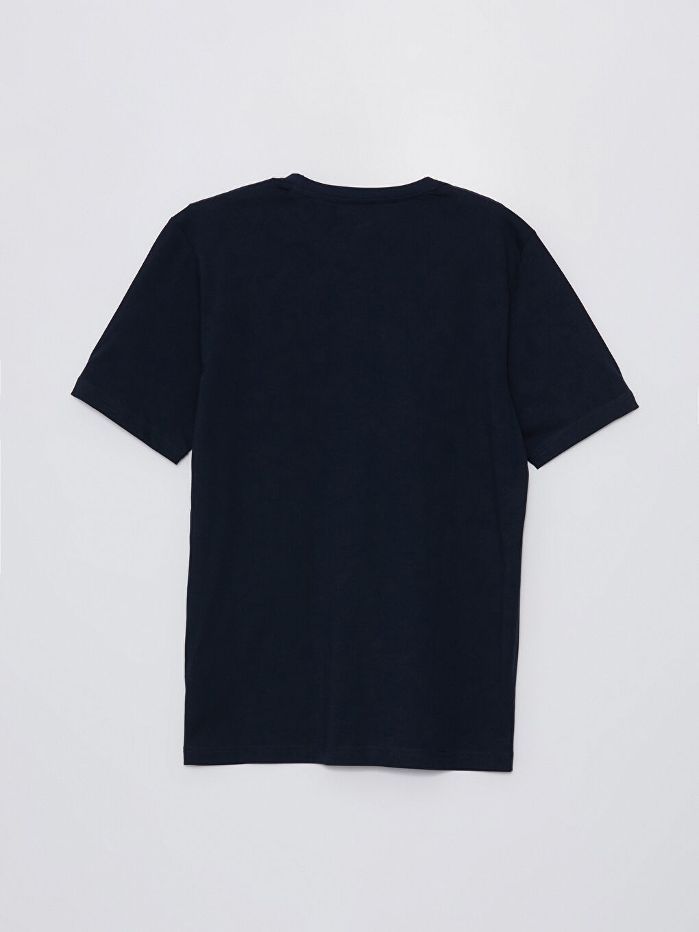 Lacivert Bisiklet Yaka Kısa Kollu Baskılı Penye Erkek Tişört-6