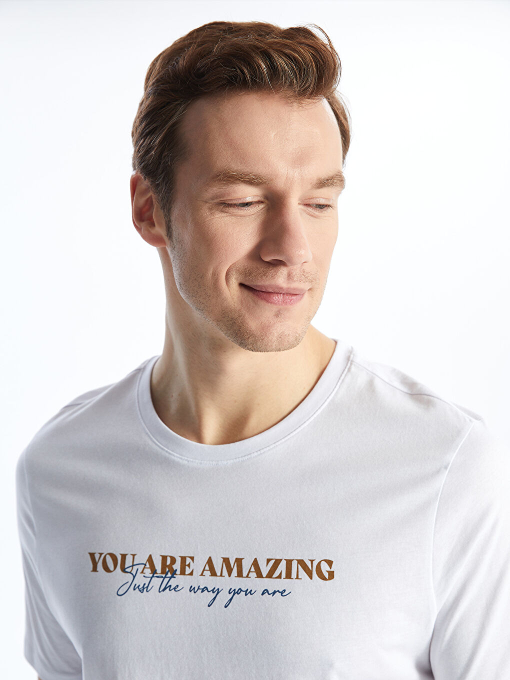Crew Neck Short Sleeve Printed Combed Cotton Men's T-shirt -S42852Z8-Q6K