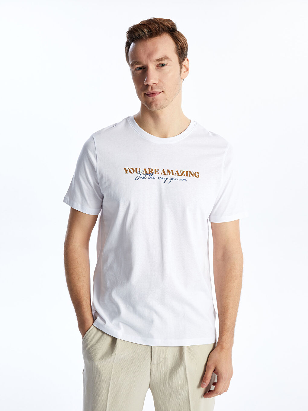 Crew Neck Short Sleeve Printed Combed Cotton Men's T-shirt -S42852Z8-Q6K