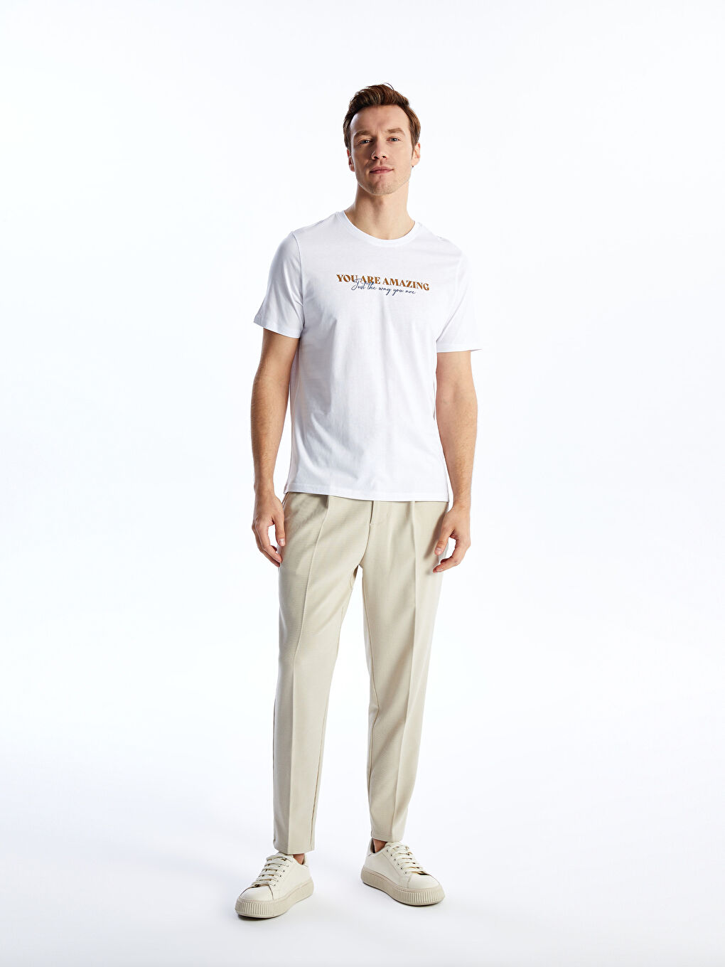 Crew Neck Short Sleeve Printed Combed Cotton Men's T-shirt -S42852Z8-Q6K
