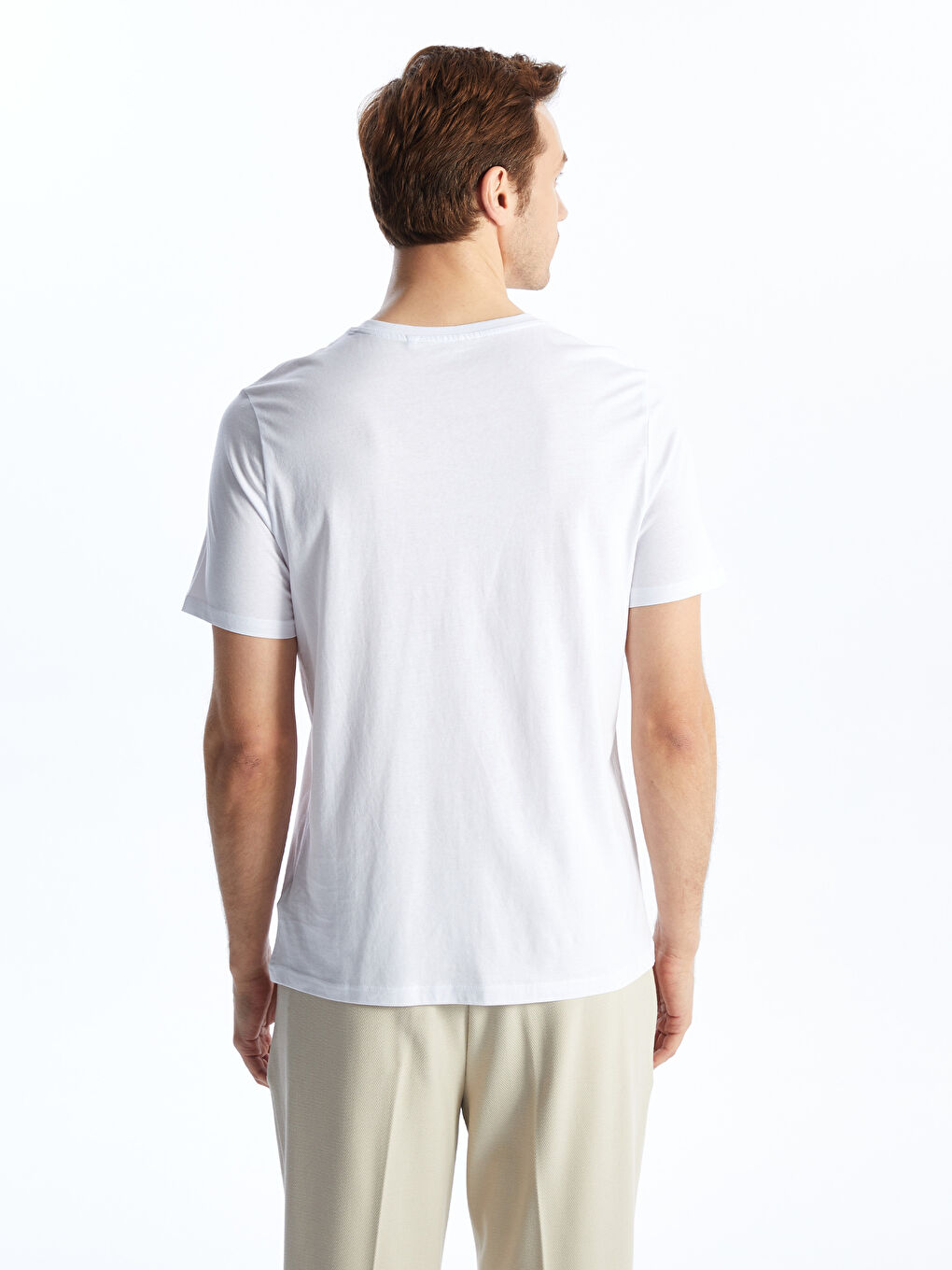 Crew Neck Short Sleeve Printed Combed Cotton Men's T-shirt -S42852Z8-Q6K