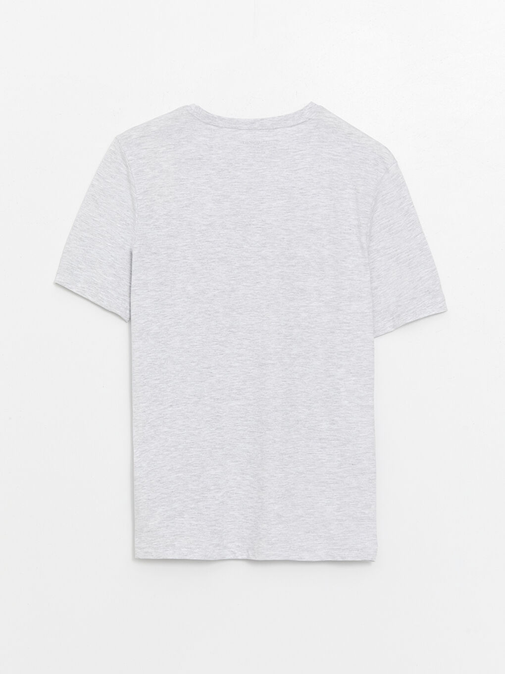 Bej Bisiklet Yaka Kısa Kollu Baskılı Penye Erkek Tişört-6