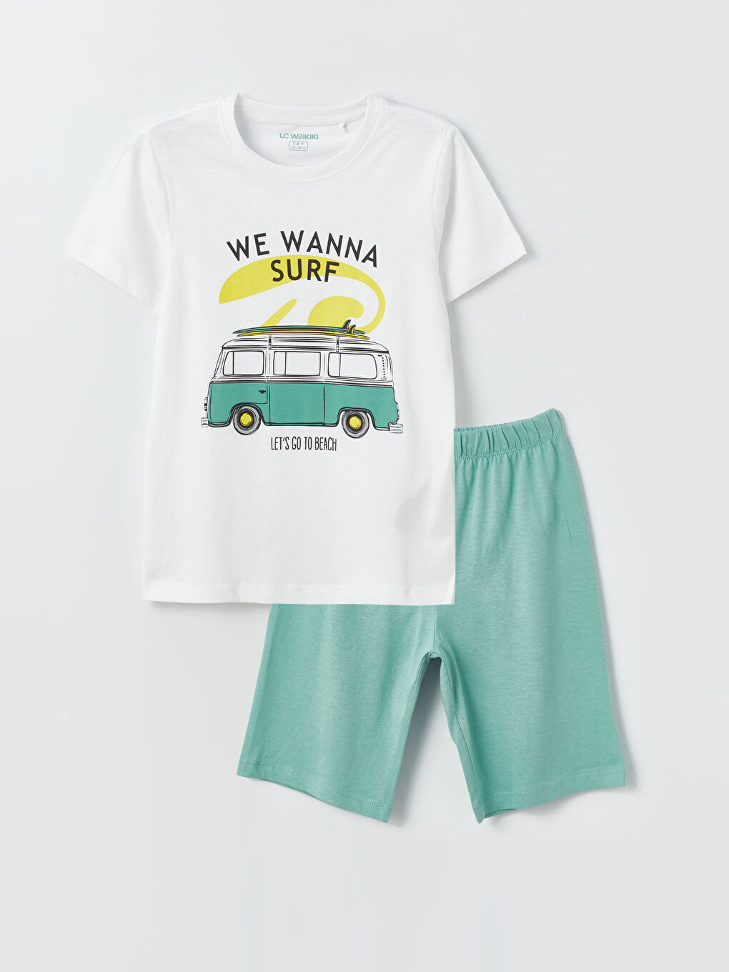Crew Neck Printed Short Sleeve Boys' Shorts Pyjama Set