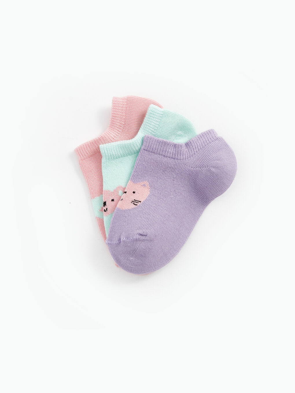 LCW baby Lila Baskılı Kız Bebek Patik Çorap 3'lü - 1