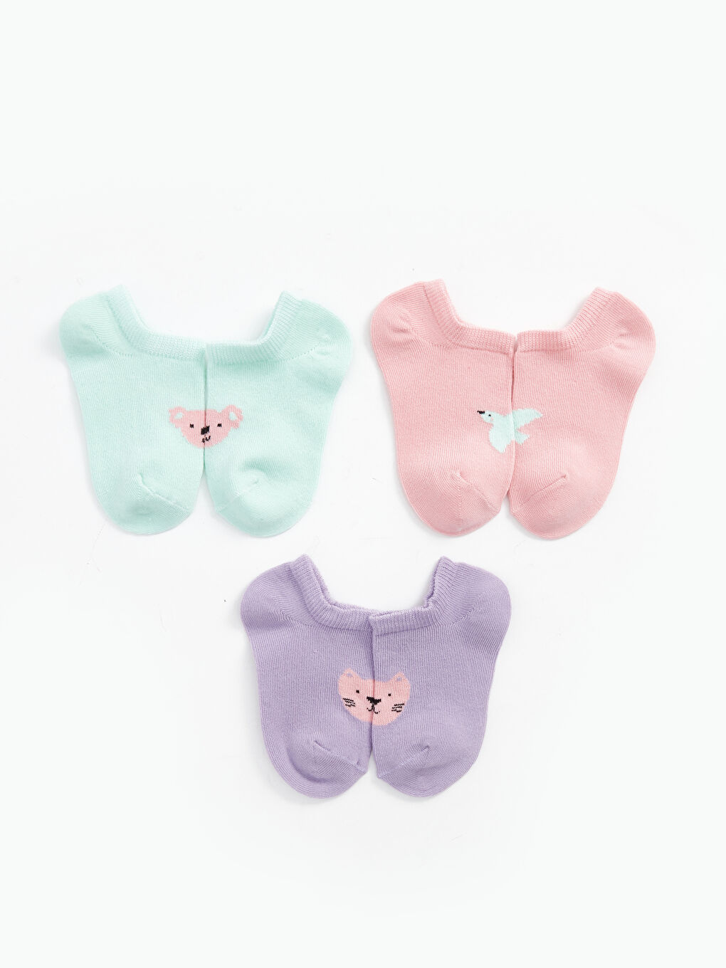 LCW baby Lila Baskılı Kız Bebek Patik Çorap 3'lü - 2
