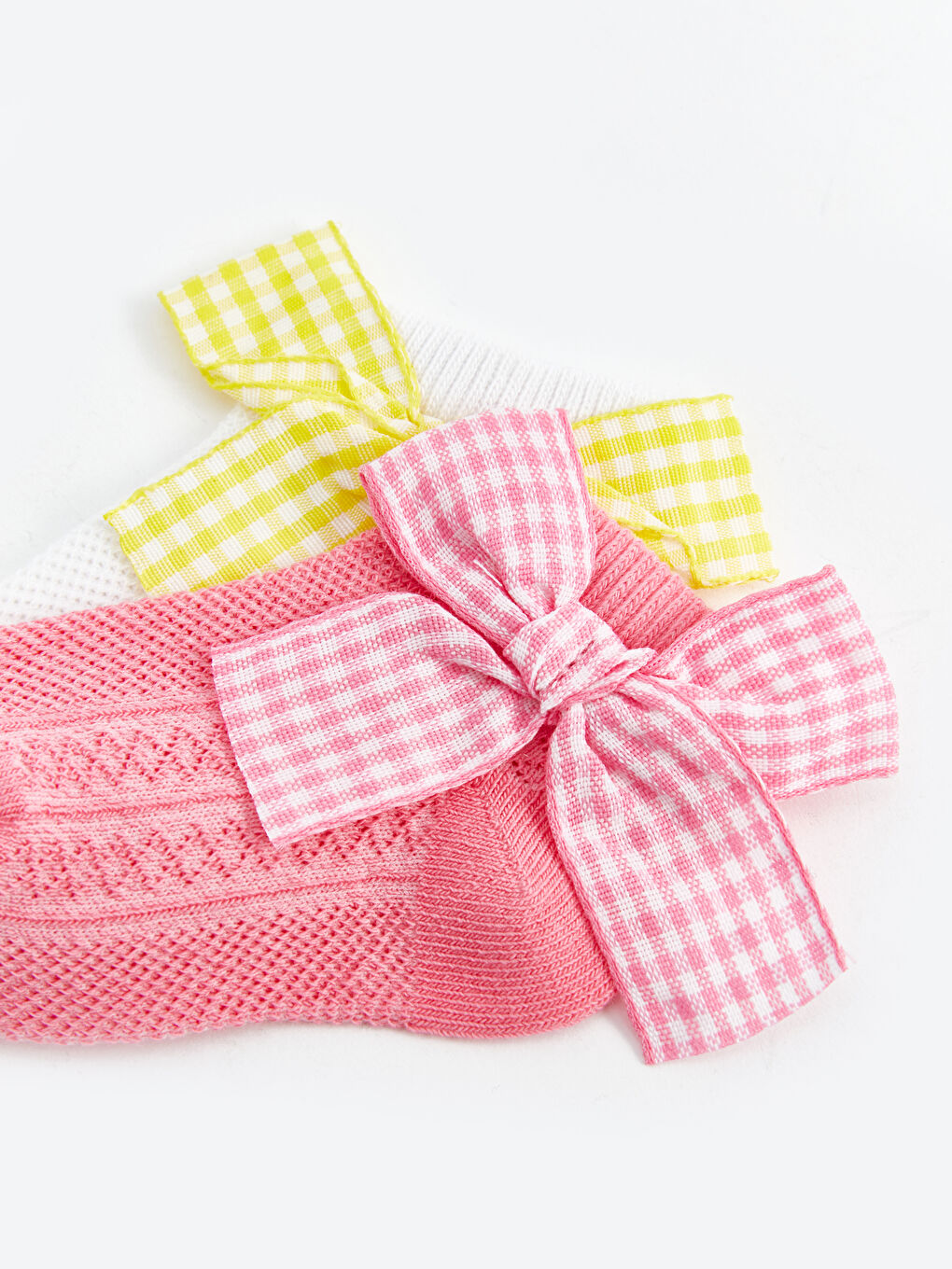 Pembe Fiyonk Detaylı Kız Bebek Çorap 2'li-2