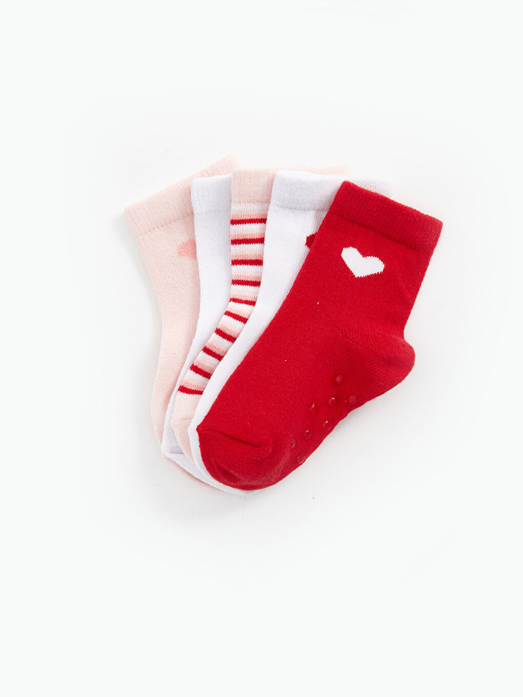 LCW baby Pembe Desenli Kız Bebek Soket Çorap 5'li - 2