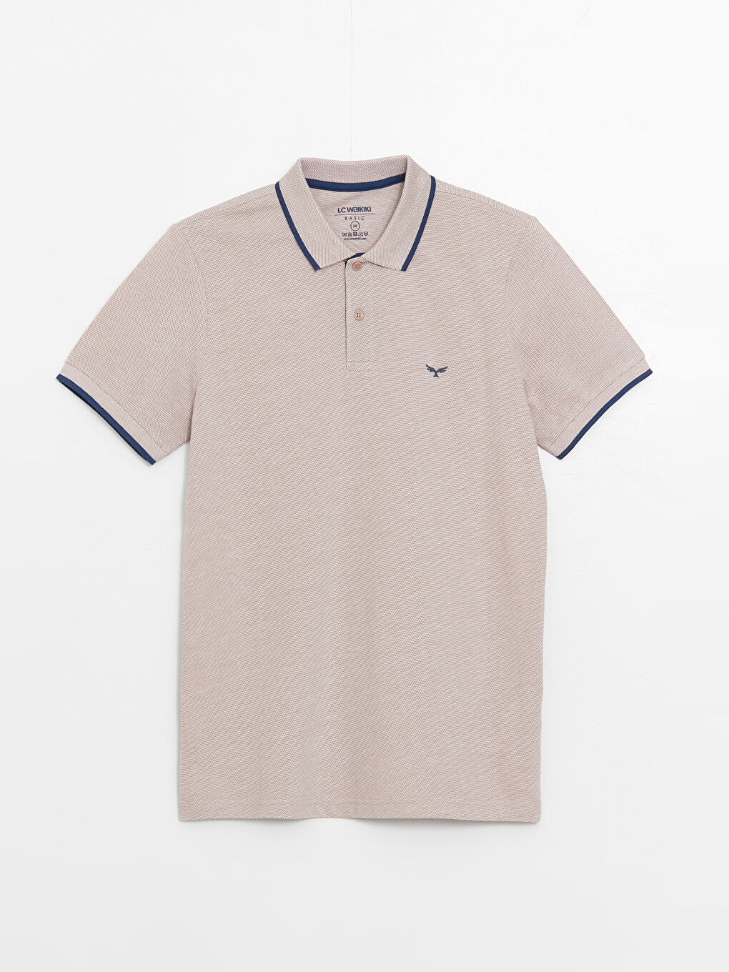 Bej Polo Yaka Kısa Kollu Nakışlı Erkek Tişört-9