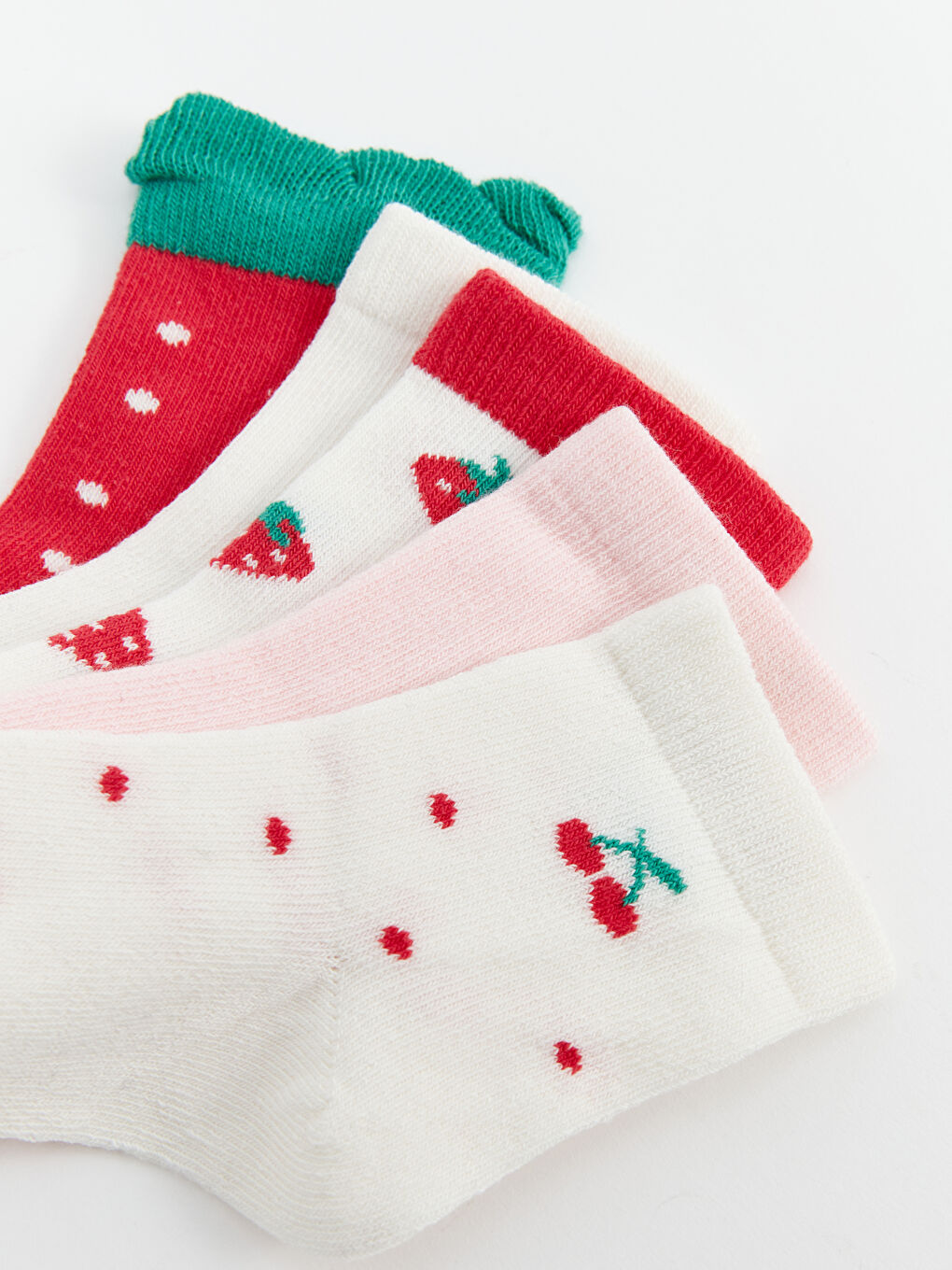 Ekru Desenli Kız Bebek Soket Çorap 5'li-2