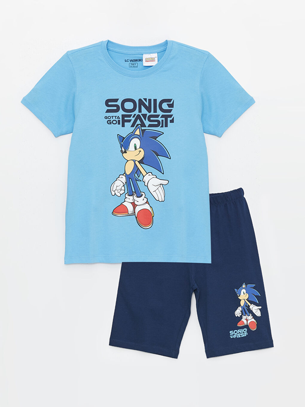Crew Neck Sonic Printed Short-Sleeve Boy's Shorts Pajama Set -S43089Z4-FFU