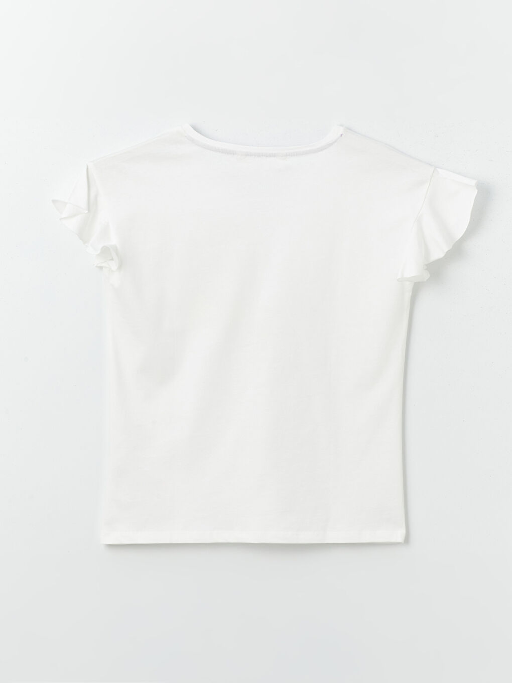 Ekru V Yaka Baskılı Kısa Kollu Kadın Pijama Üst-1