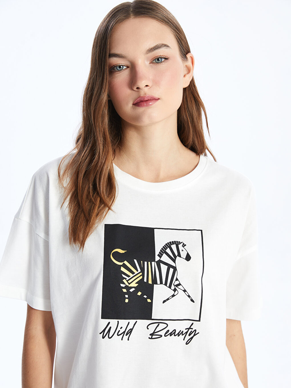 Crew Neck Printed Short Sleeve Women's Short Pajamas Set -S43195Z8-LRA