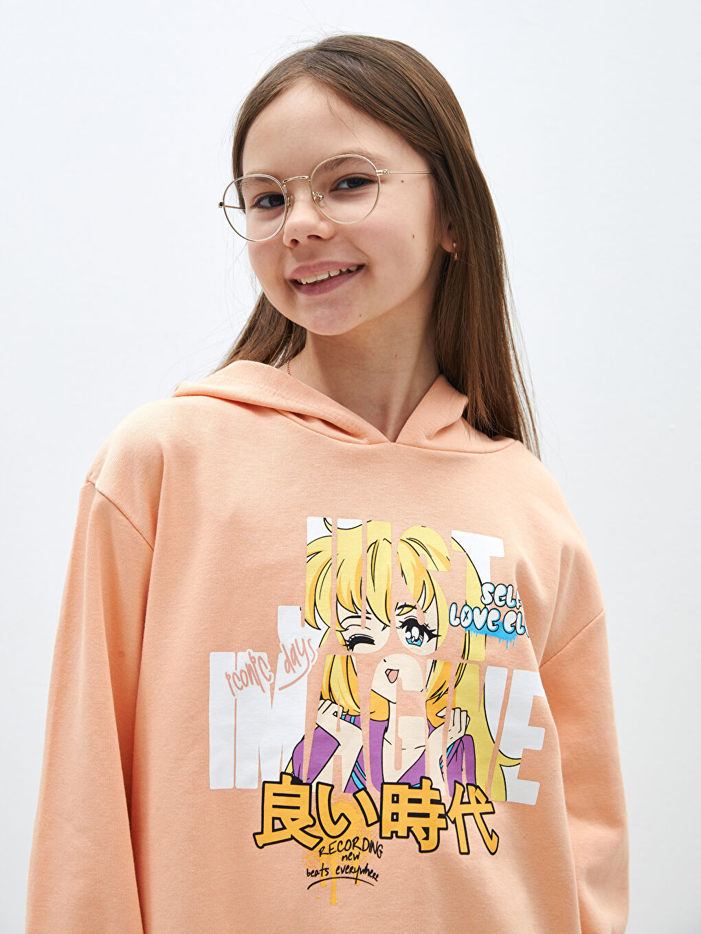 Printed Long Sleeve Girls' Hoodie -S43230Z4-VVW