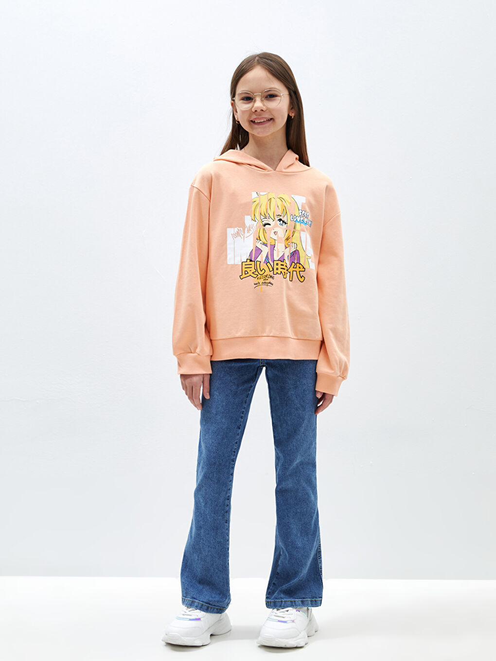 Printed Long Sleeve Girls' Hoodie -S43230Z4-VVW