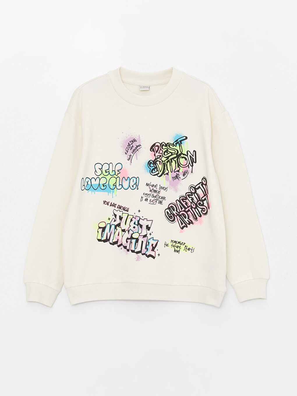Crew Neck Printed Long Sleeve Girls' Sweatshirt -S43231Z4-FRC