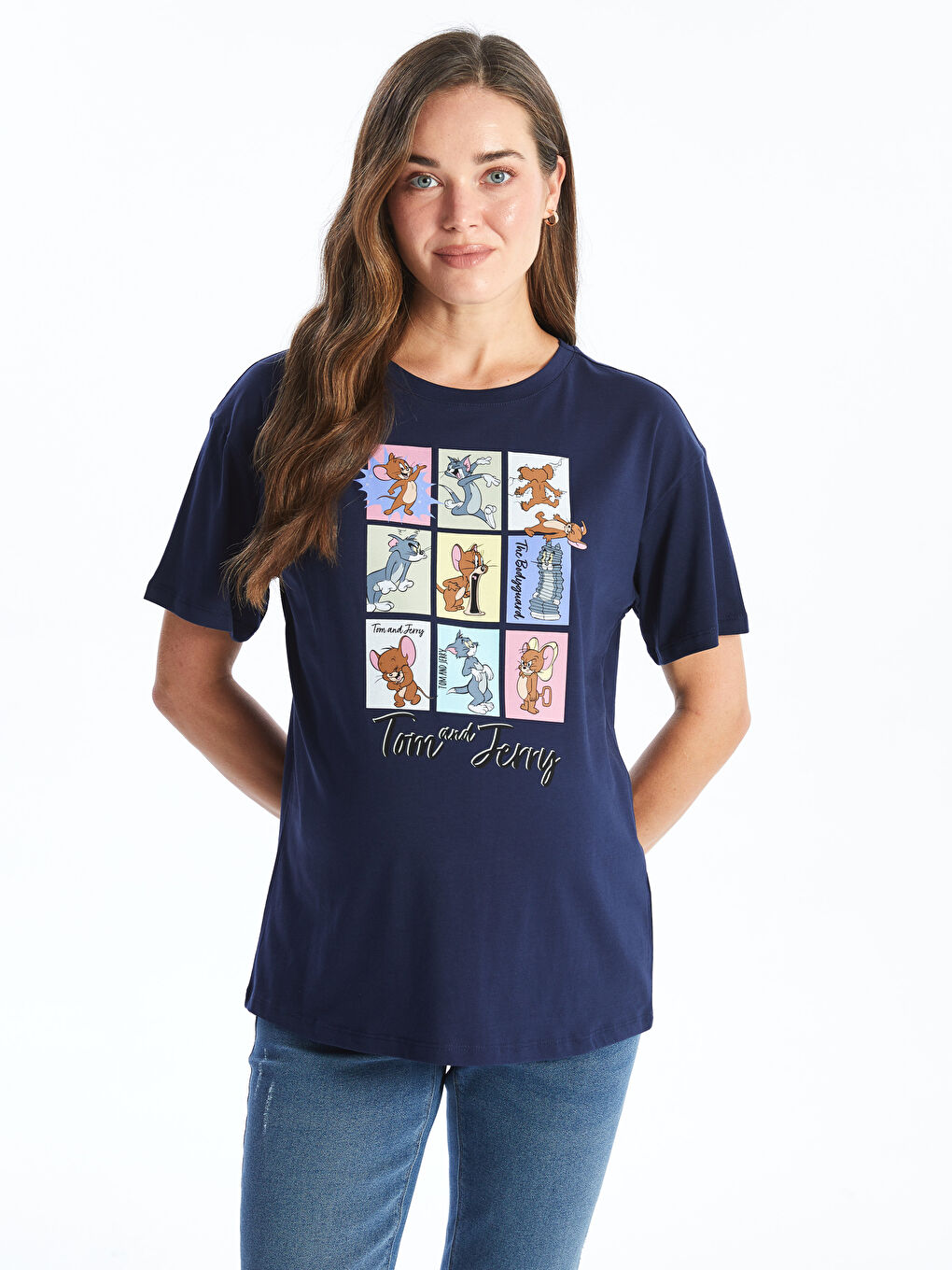 Crew Neck Tom&Jerry Printed Short Sleeve Maternity T-Shirt -S43238Z8-HFH