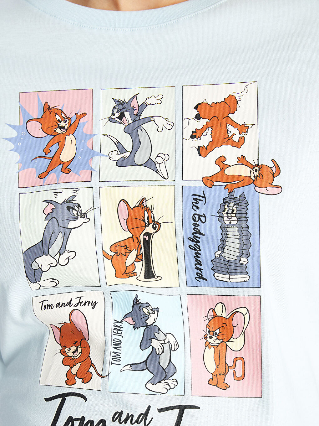 Crew Neck Tom and Jerry Printed Short Sleeve Maternity T-Shirt -S43238Z8-VZF