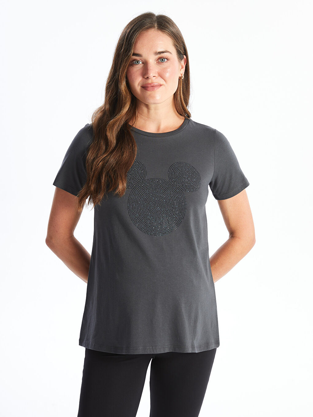 Crew Neck Mickey Mouse Printed Short Sleeve Maternity T-shirt -S43240Z8-VFB