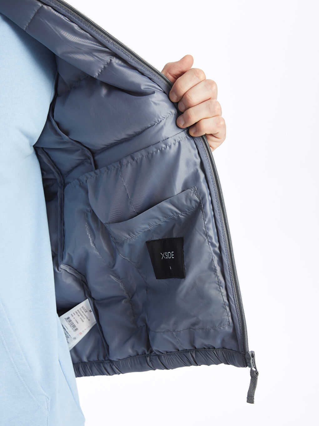 Slim Fit Funnel Neck Men's Puffer Gilet -S43243Z8-GYS