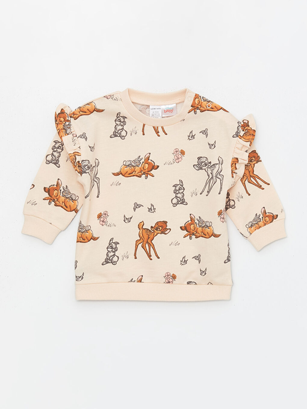 Crew Neck Long Sleeved Bambi Printed Baby Girl Sweatshirt and Leggings 2-Pack Set -S43315Z1-LQB