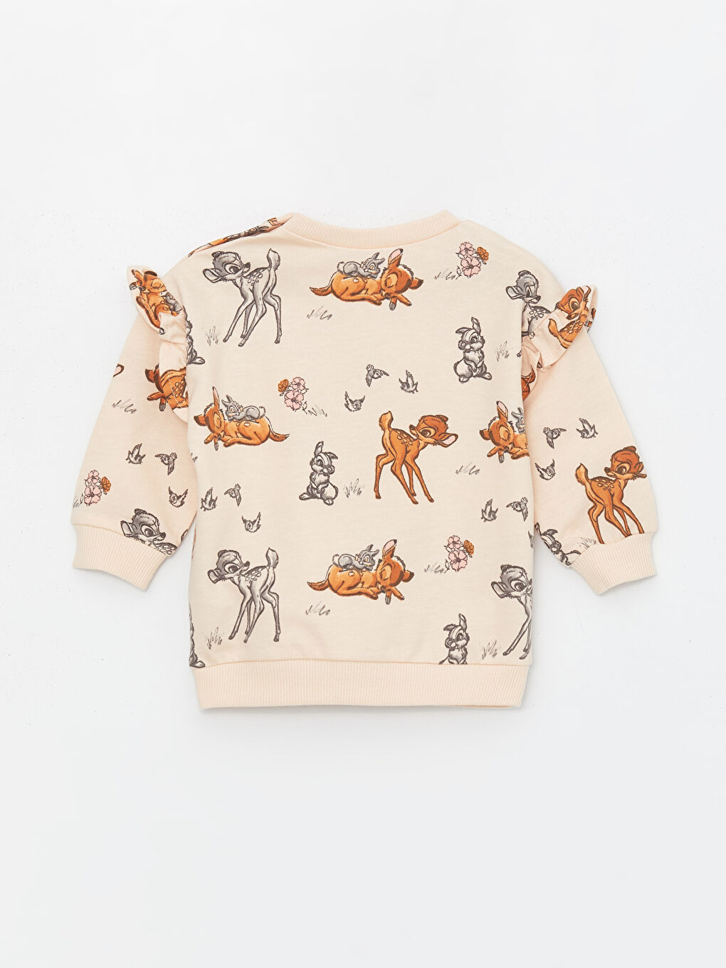 Crew Neck Long Sleeved Bambi Printed Baby Girl Sweatshirt and Leggings 2-Pack Set -S43315Z1-LQB