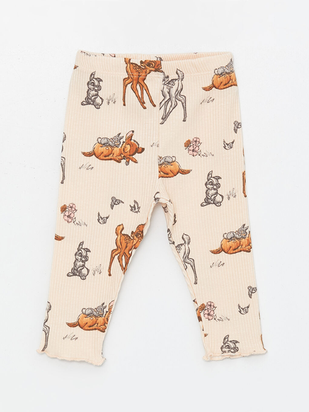 Crew Neck Long Sleeved Bambi Printed Baby Girl Sweatshirt and Leggings 2-Pack Set -S43315Z1-LQB