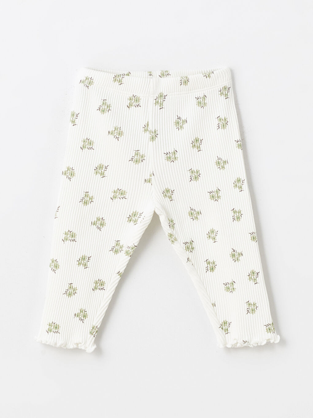 LCW baby Yeşil Beli Lastikli Çiçekli Kız Bebek Tayt Pantolon