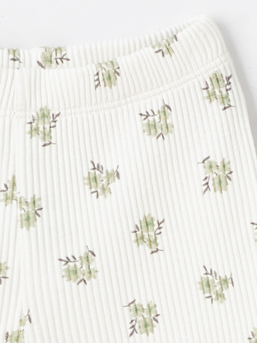 LCW baby Yeşil Beli Lastikli Çiçekli Kız Bebek Tayt Pantolon - 2