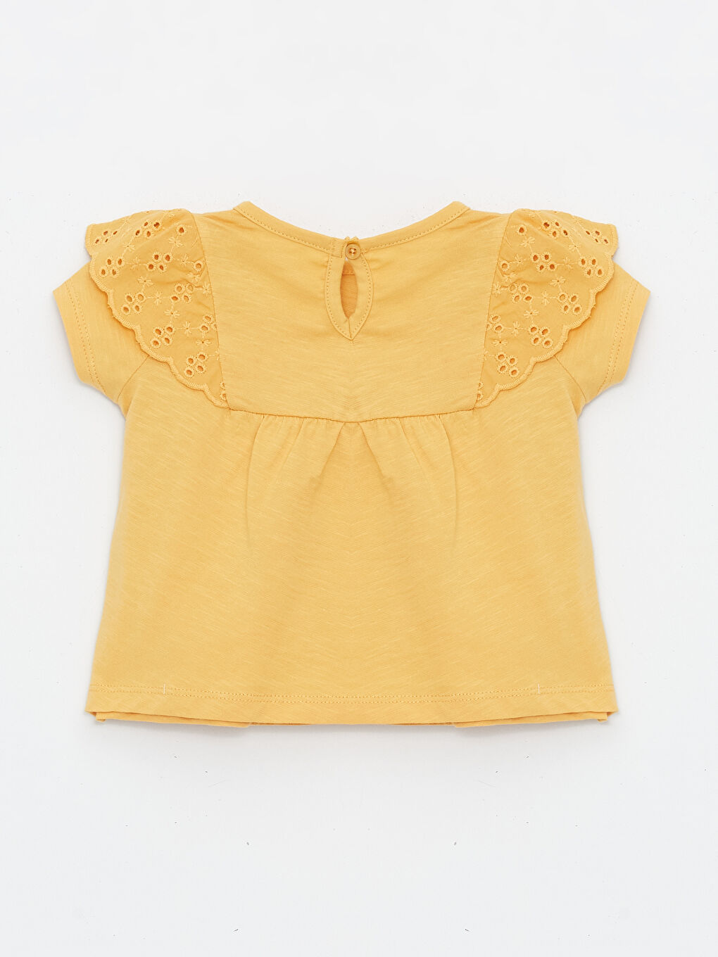 Sarı Bisiklet Yaka Kısa Kollu Basic Kız Bebek Tişört
