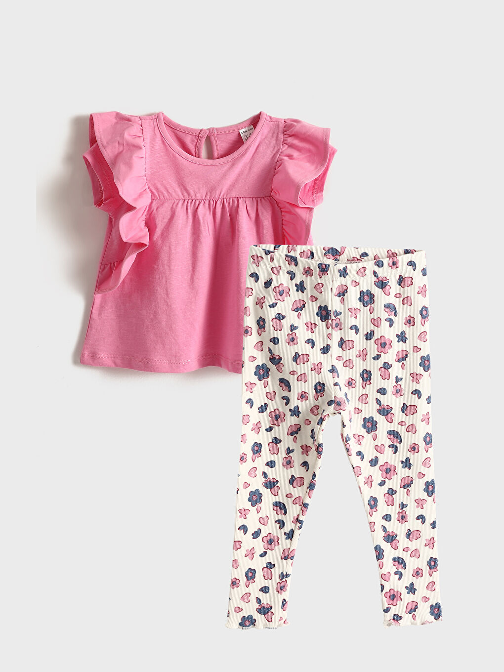 Crew Neck Short Sleeve Printed Baby Girl Blouse and Leggings 2-Pack Set -S43324Z1-VHJ