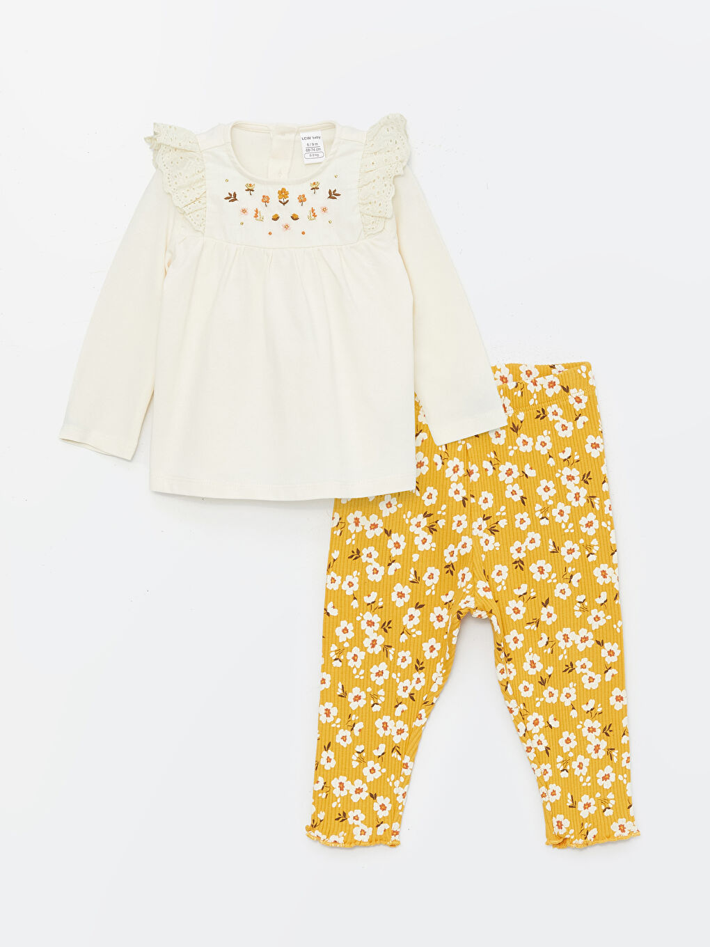 Crew Neck Long Sleeve Printed Baby Girl Blouse and Tights 2-Pack Set -S43361Z1-FDL